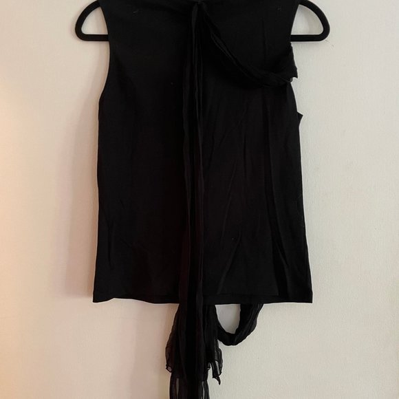 Dior \\ Vintage Black Tank Top with Silk Wrap Details - Picture 3 of 4